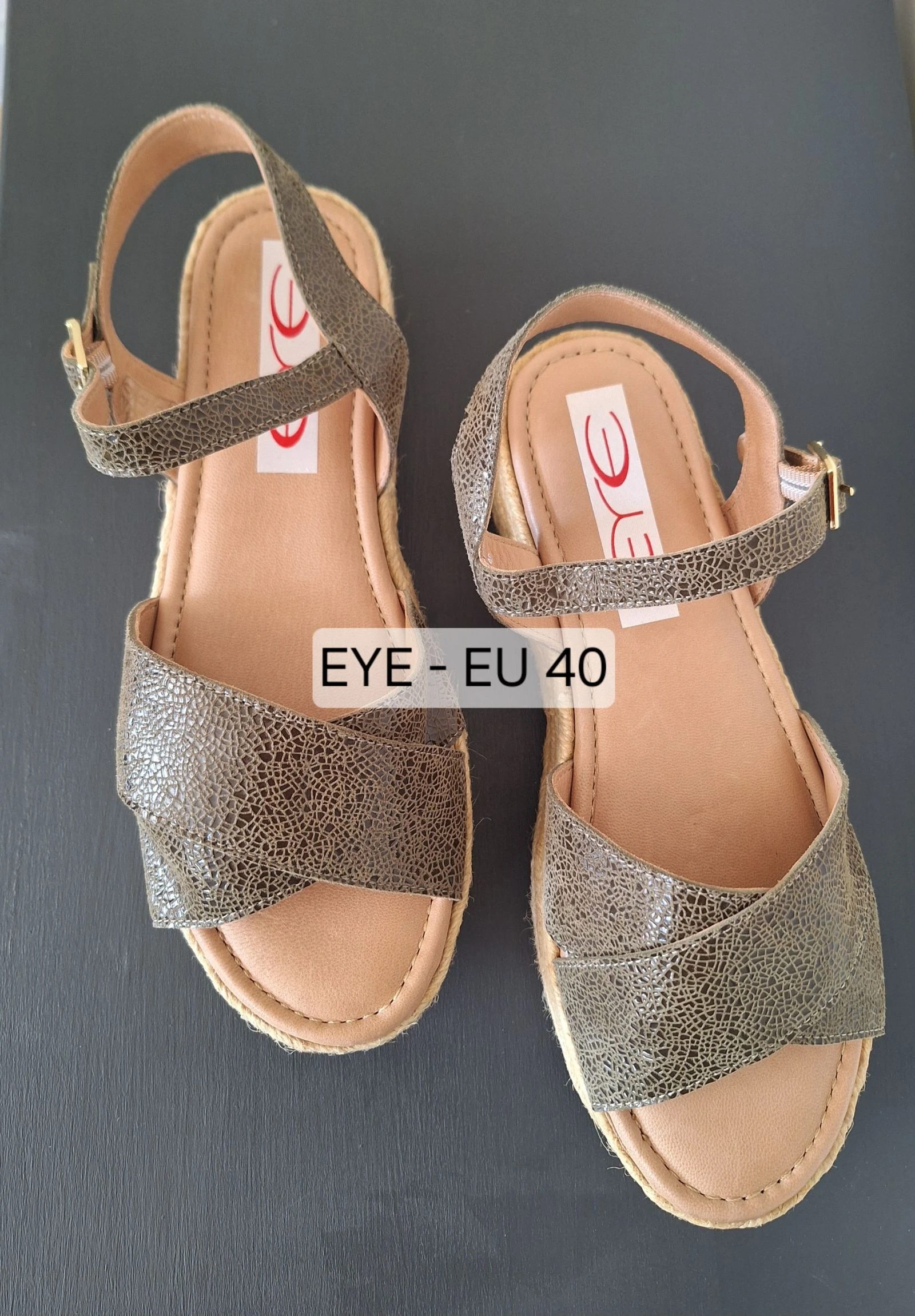 Green leather espadrilles / sandals with platform sole size 40 – photo 2